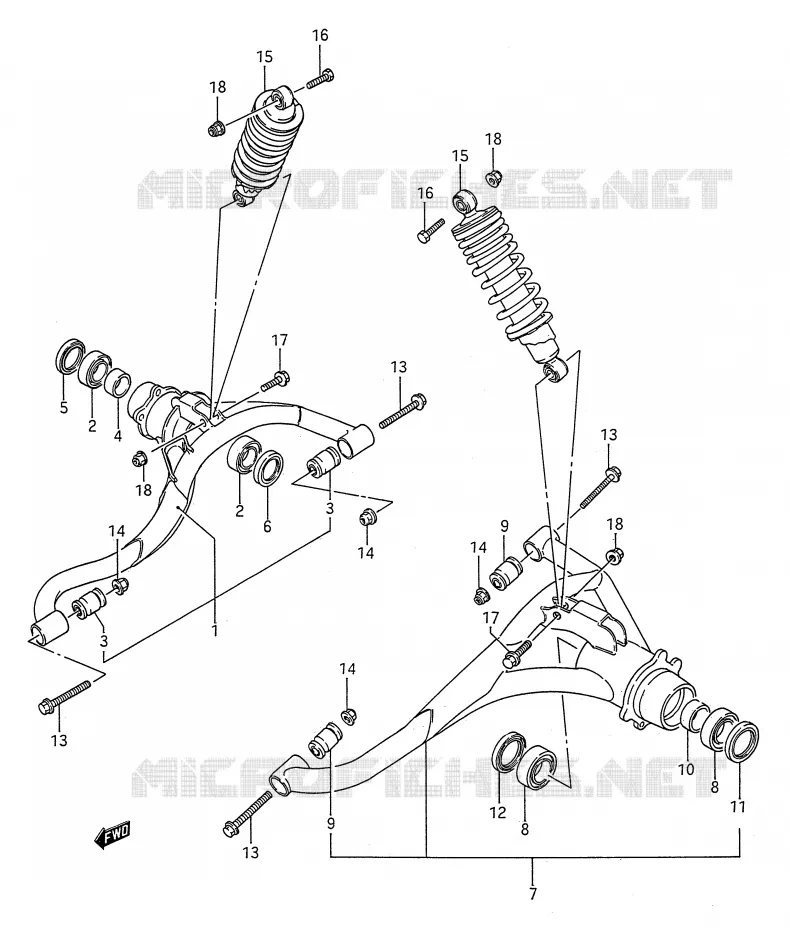 SWINGARM (MODEL J/K/L/M/N/P/R/S) Suzuki QUAD 250 KINGQUAD 1993  LT-F4WDP(E28)