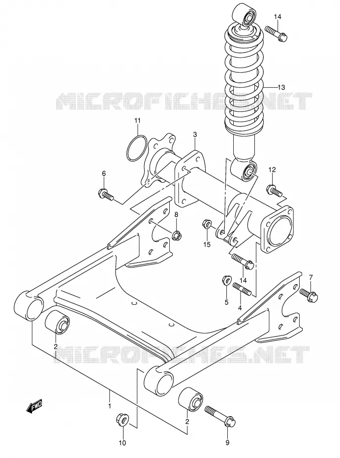 SWINGARM (MODEL K2/K3/K4) Suzuki QUAD 250 OZARK 2003  LT-F250K3(E17)