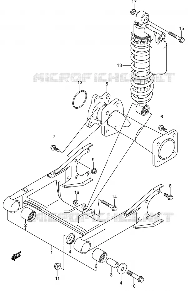 SWINGARM (MODEL K4/K5) Suzuki QUAD 250 QUADSPORT 2007  LT-Z250K7(E28/E33)
