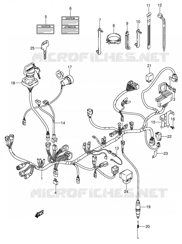 WIRING HARNESS (MODEL K2) Suzuki QUAD 500 VINSON 2002  LT-A500FK2(E3/E28)