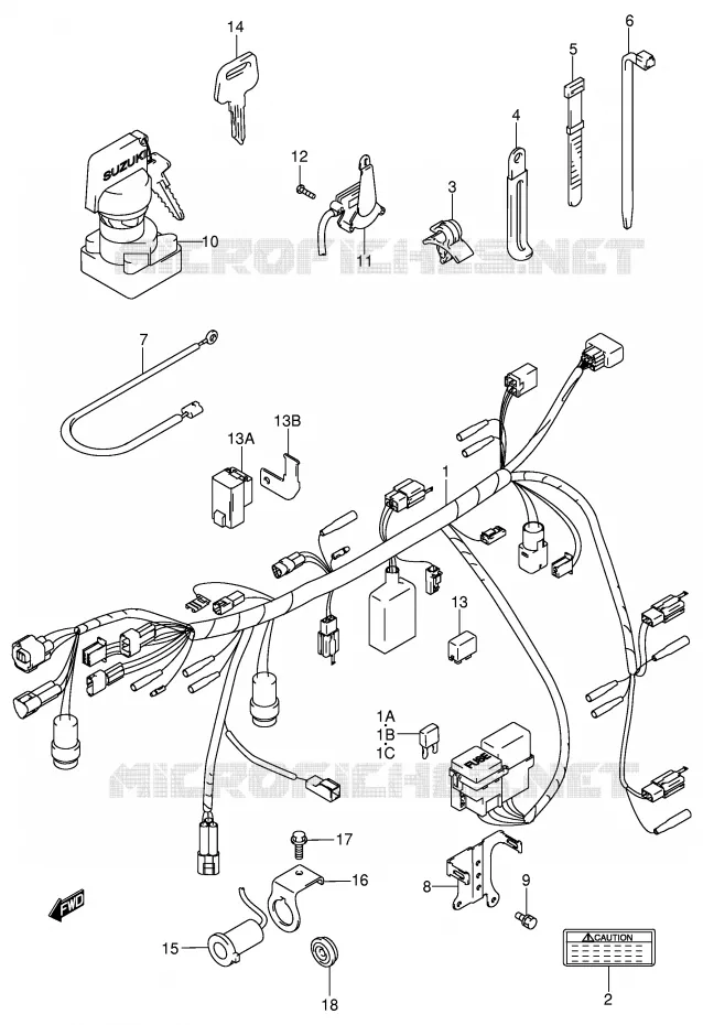 WIRING HARNESS Suzuki QUAD 500 QUADMASTER 2000  LT-F500FY(E3/E28)