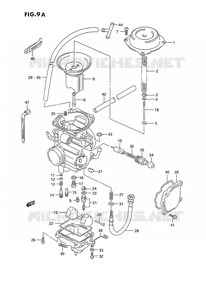 CARBURETOR (MODEL L/M/N/P/R/S/T) Suzuki QUAD 250 OZARK 1990  LT-F250L(E28)