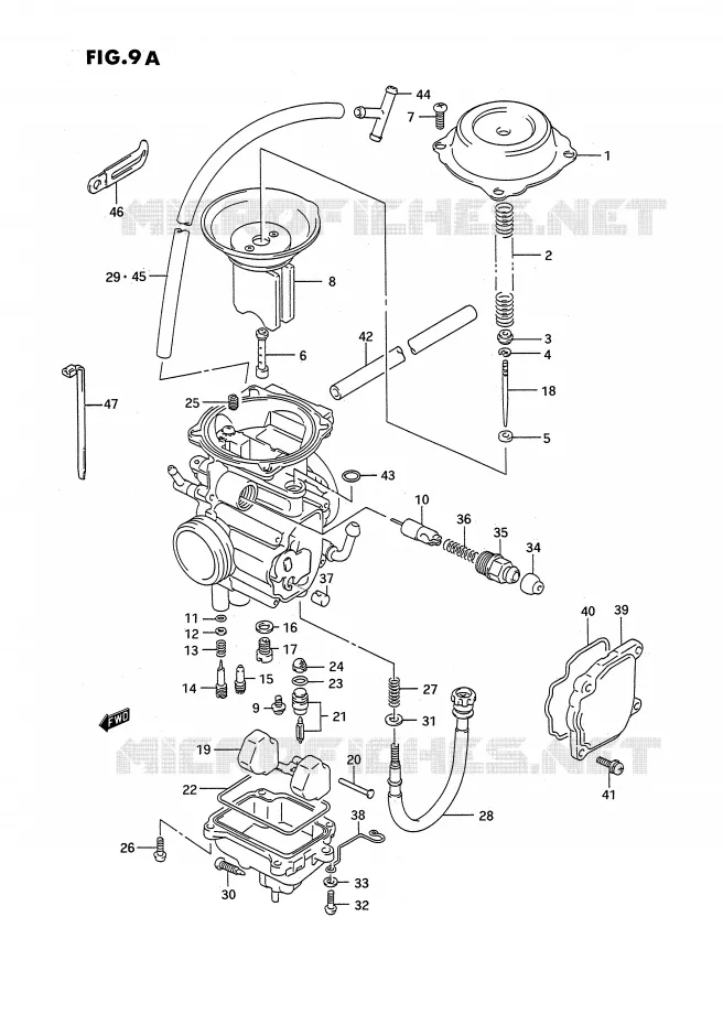 CARBURETOR (MODEL L/M/N/P/R/S/T) Suzuki QUAD 250 OZARK 1995  LT-F250S(E2)