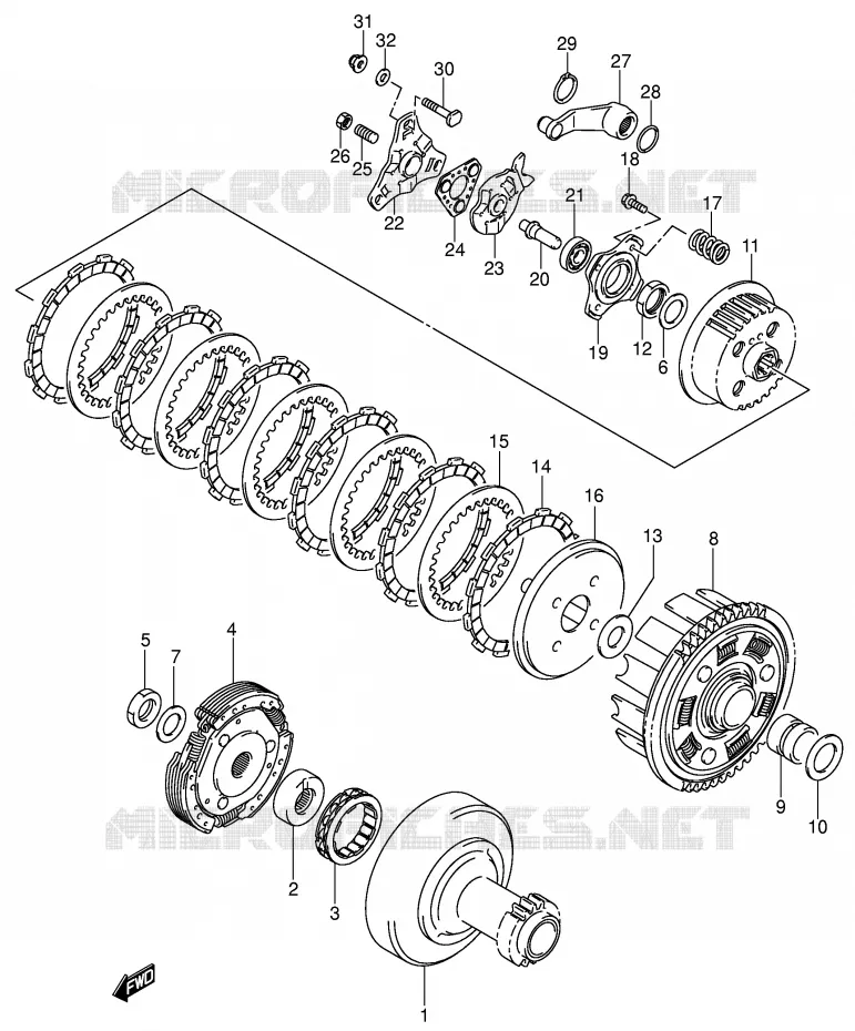 CLUTCH (MODEL K3) Suzuki QUAD 250 OZARK 2003  LT-F250K3(E3/E28)