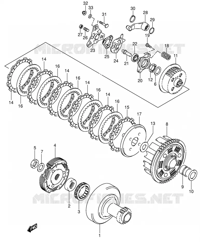 CLUTCH (MODEL K4) Suzuki QUAD 250 OZARK 2003  LT-F250K3(E17)