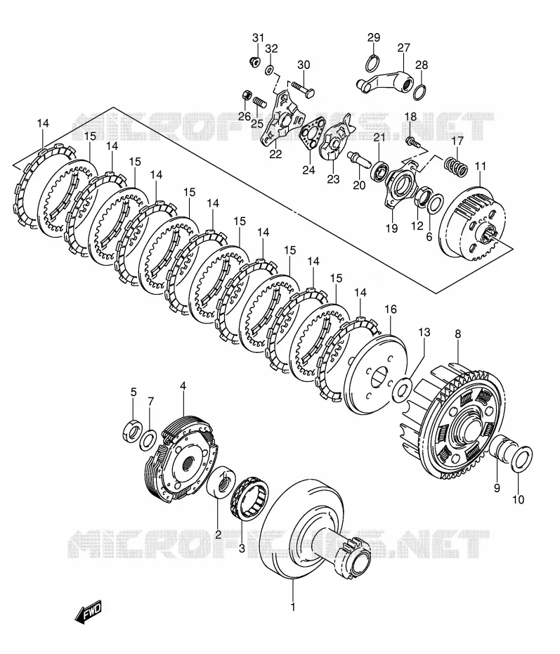 CLUTCH (MODEL K5/K6) Suzuki QUAD 250 OZARK 2004  LT-F250K4(E17)