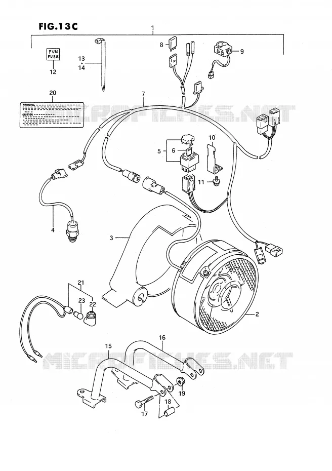 COOLING FAN (MODEL M/N/P/R/S OPTIONAL) Suzuki QUAD 250 OZARK 1990  LT-F250L(E2)