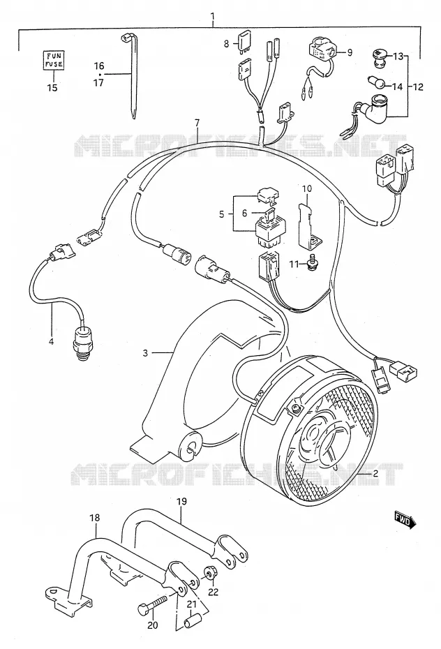 COOLING FAN (MODEL N/P/R/S:OPTIONAL) Suzuki QUAD 250 KINGQUAD 1988  LT-F4WDJ(E28)
