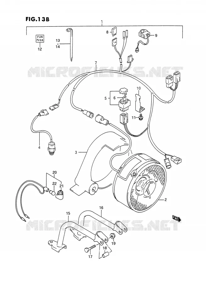 COOLING FAN (MODEL N/P/R/S:OPTIONAL) Suzuki QUAD 250 OZARK 1991  LT-F250M(E28)