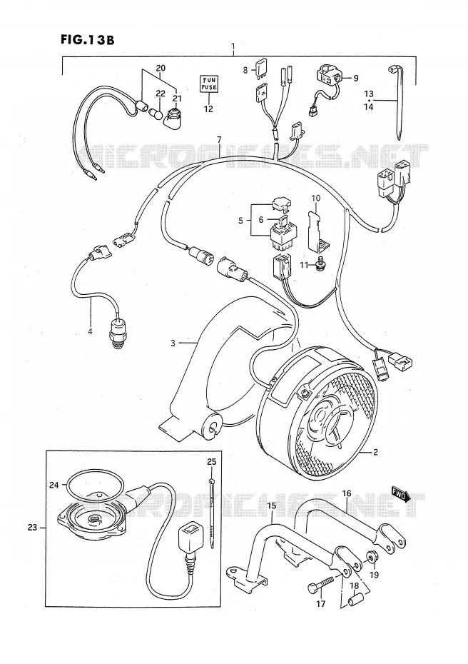 COOLING FAN (MODEL N/P/R/S:OPTIONAL) Suzuki QUAD 250 OZARK 1991  LT-F250M(E3)
