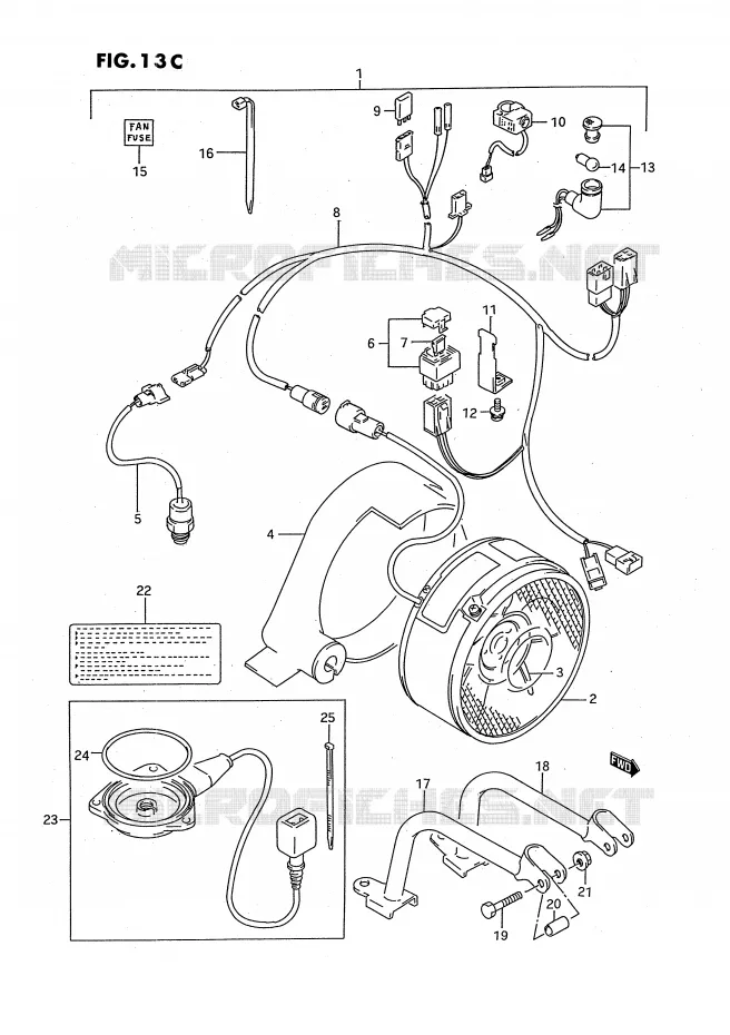 COOLING FAN (MODEL T:OPTIONAL) Suzuki QUAD 250 OZARK 1993  LT-F250P(E3)