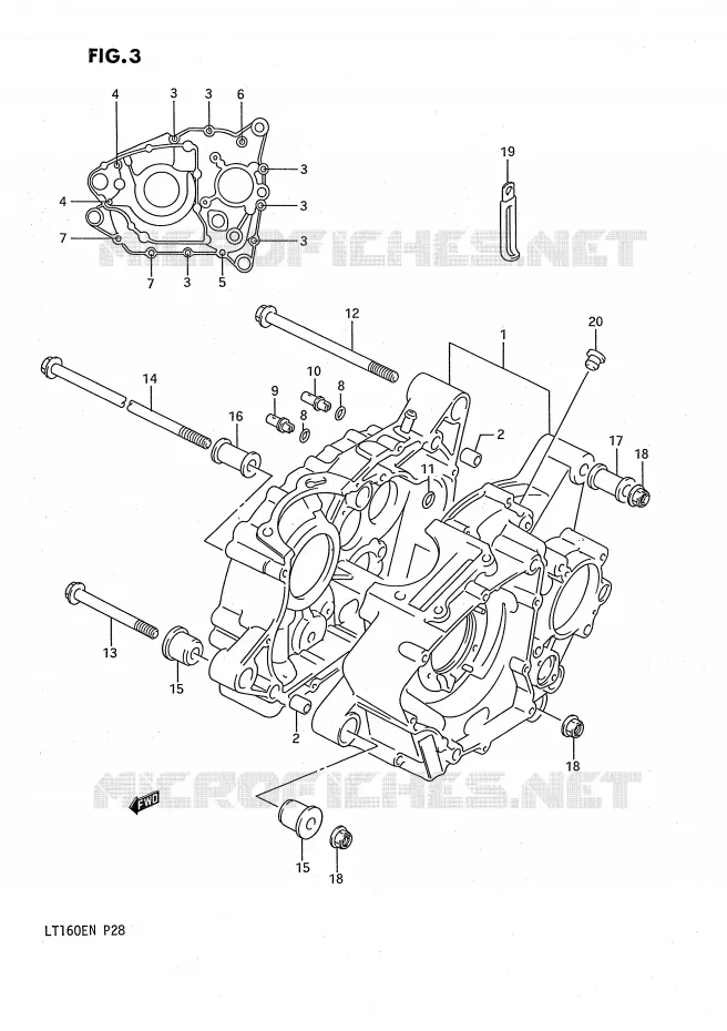 CRANKCASE Suzuki QUAD 160 QUADRUNNER 1990  LT160EL(P28)