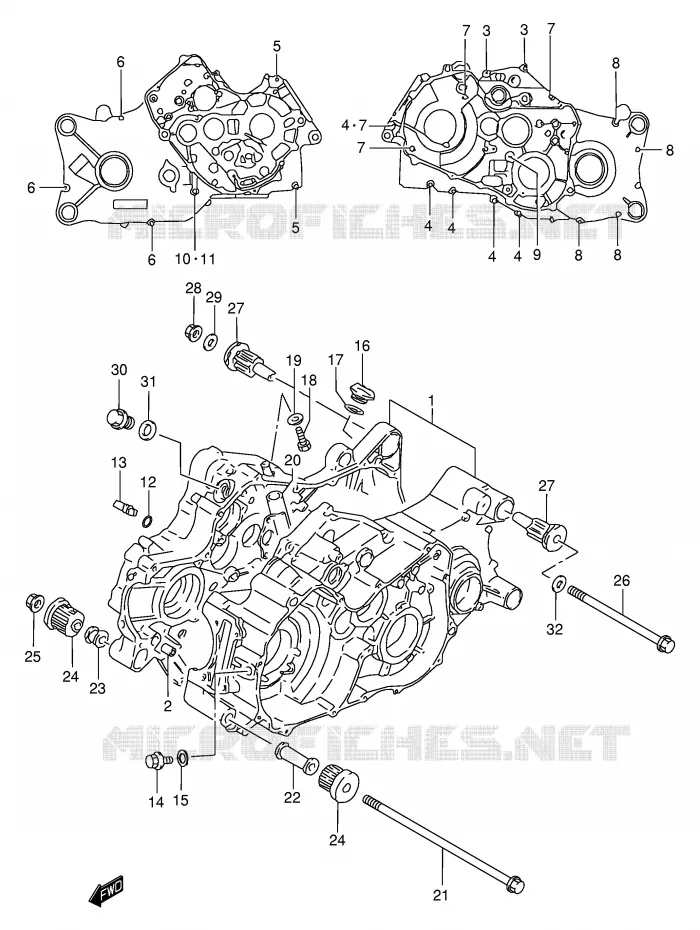CRANKCASE Suzuki QUAD 250 OZARK 2002  LT-F250FK2(E24)