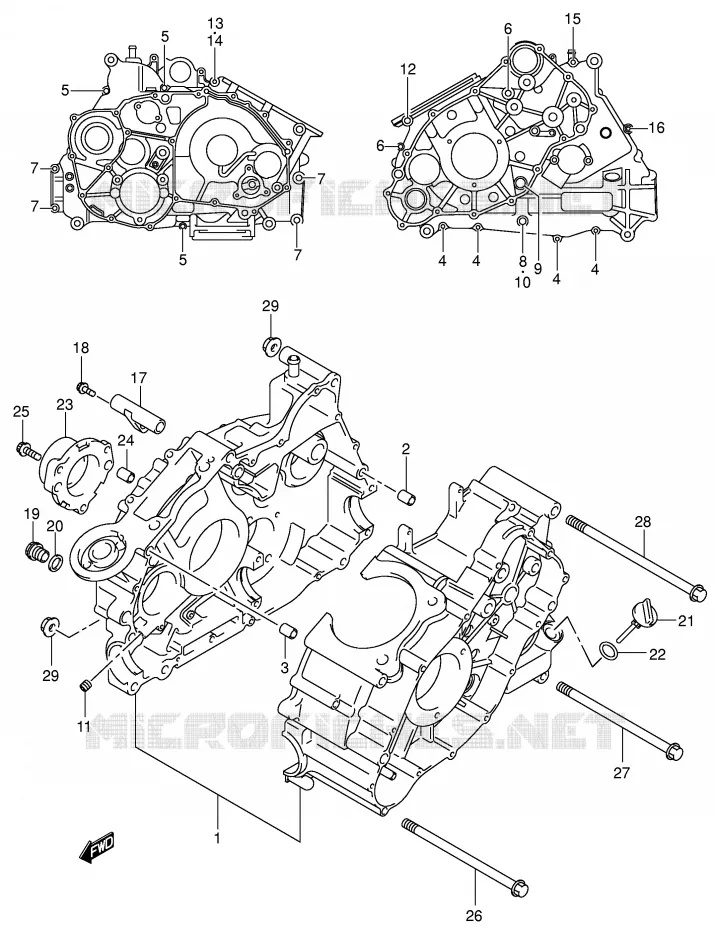 CRANKCASE Suzuki QUAD 500 KINGQUAD 2007  LT-A500FK7(P28/P33)