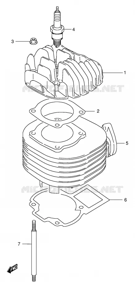 CYLINDER Suzuki QUAD 80 QUADSPORT 2002  LT80K2(P3/P28)