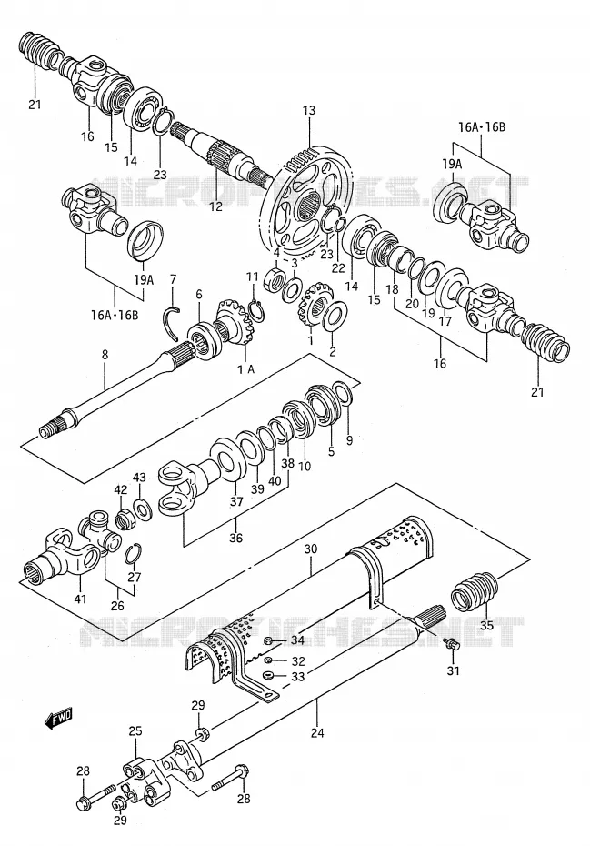 DRIVESHAFT (MODEL H/J/K/L/M/N/P) Suzuki QUAD 250 KINGQUAD 1993  LT-F4WDP(E28)