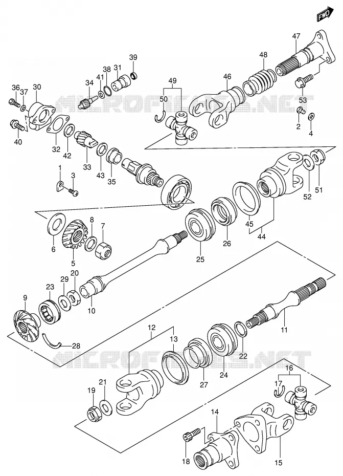 DRIVESHAFT (MODEL K1/K2) Suzuki QUAD 500 QUADMASTER 2000  LT-F500FY(E3/E28)