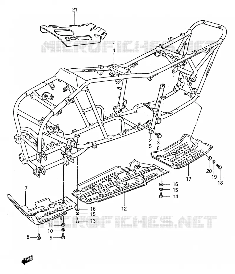 FRAME (MODEL H/J/K) Suzuki QUAD 250 KINGQUAD 1993  LT-F4WDP(E28)