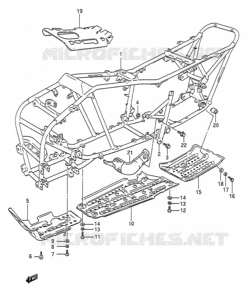 FRAME (MODEL L/M/N/P/R/S) Suzuki QUAD 250 KINGQUAD 1995  LT-F4WDS(E28)