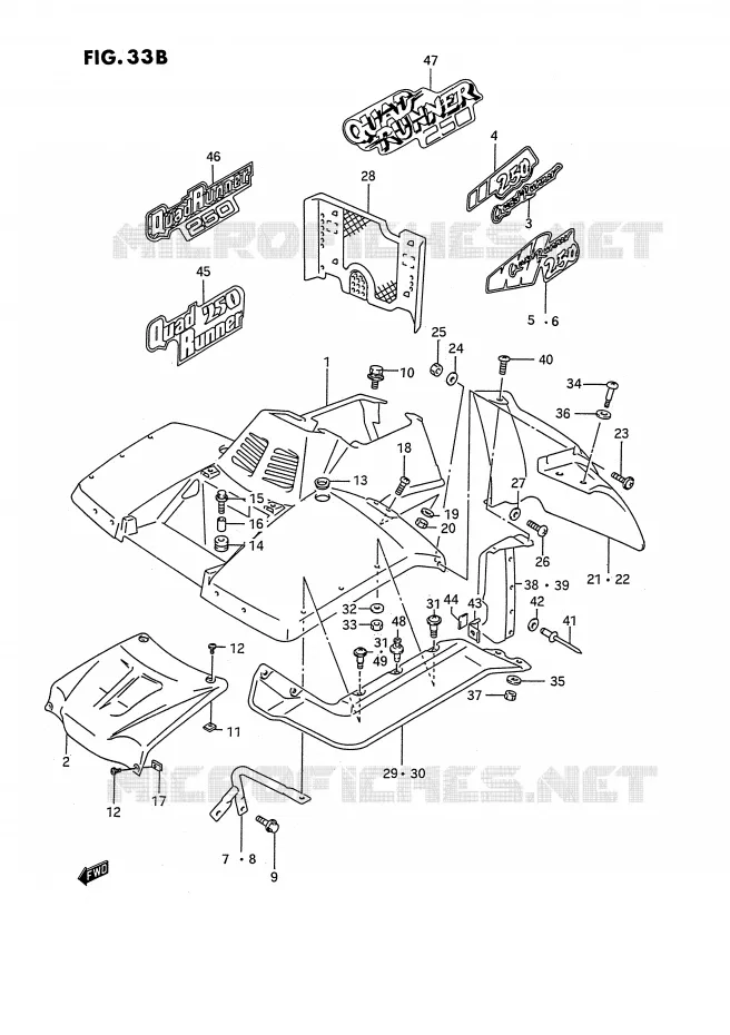 FRONT FENDER (MODEL M/N/P/R/S/T E24) Suzuki QUAD 250 OZARK 1993  LT-F250P(E2)