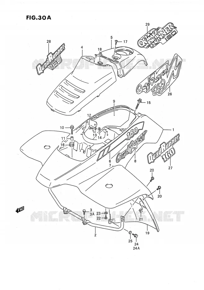 FRONT FENDER (MODEL M/N/P/R/S/T) Suzuki QUAD 160 OZARK 1991  LT-F160M(P2)