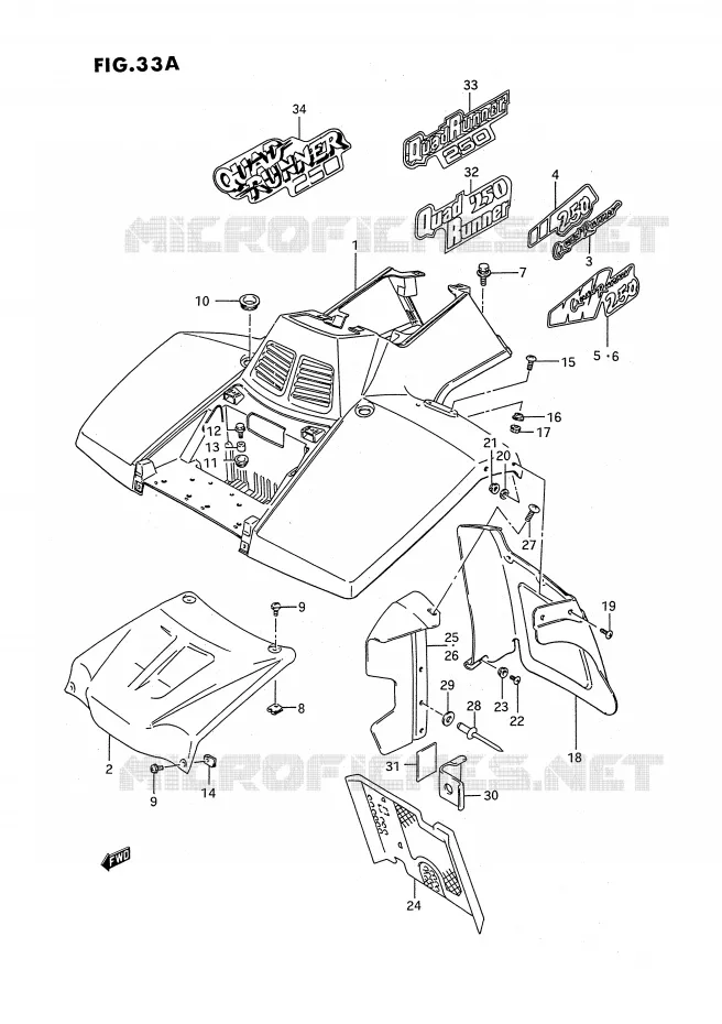 FRONT FENDER (MODEL M/N/P/R/S/T) Suzuki QUAD 250 OZARK 1990  LT-F250L(E2)