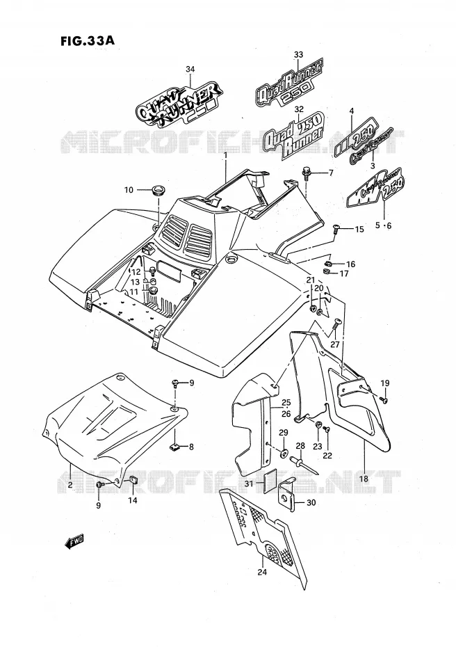 FRONT FENDER (MODEL M/N/P/R/S/T) Suzuki QUAD 250 OZARK 1996  LT-F250T(E3)