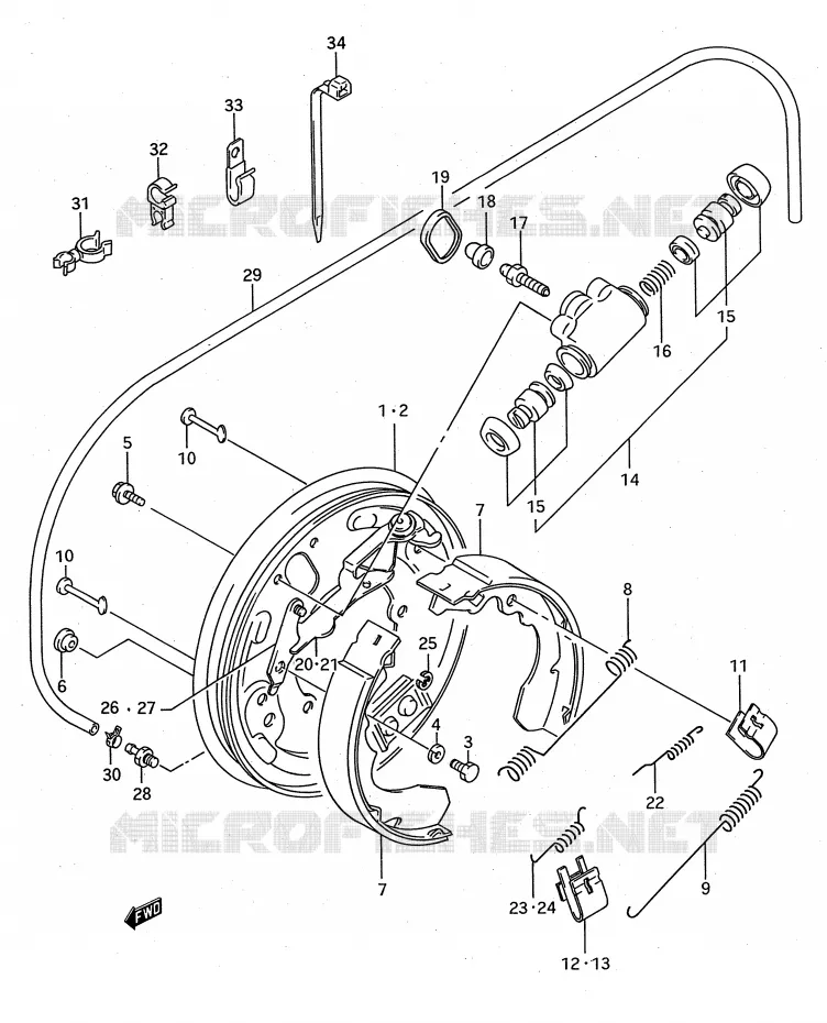 FRONT WHEEL BRAKE (MODEL R/S) Suzuki QUAD 300 KINGQUAD 1995  LT-F4WDXS(E28)