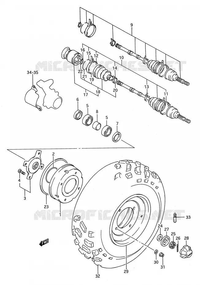 FRONT WHEEL (MODEL P/R/S) Suzuki QUAD 250 KINGQUAD 1987  LT-F4WDH(E28)