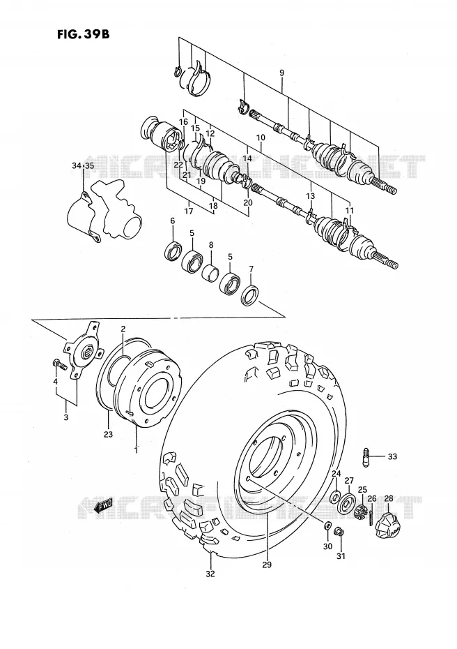 FRONT WHEEL (MODEL P/R/S) Suzuki QUAD 250 KINGQUAD 1991  LT-F4WDM(E2)