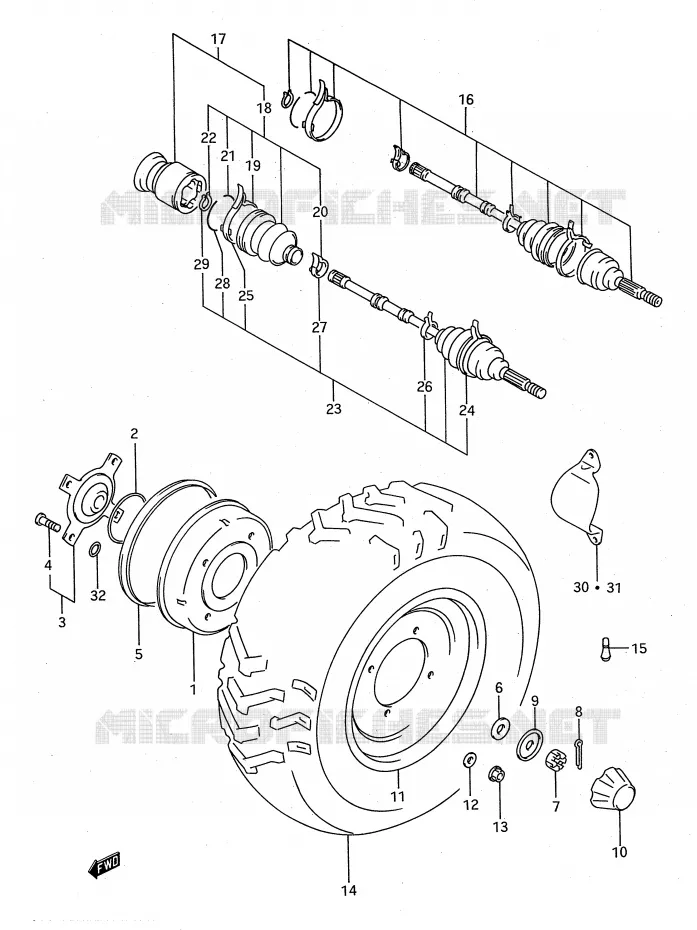 FRONT WHEEL (MODEL P/R/S) Suzuki QUAD 300 KINGQUAD 1994  LT-F4WDXR(E28)