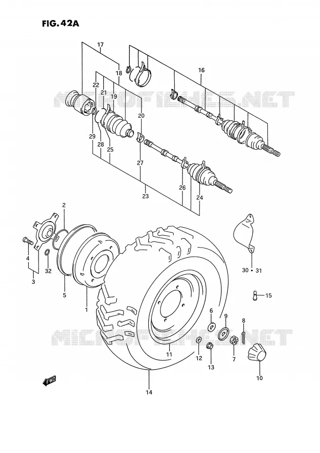 FRONT WHEEL (MODEL P/R/S) Suzuki QUAD 300 KINGQUAD 1995  LT-F4WDXS(E2)