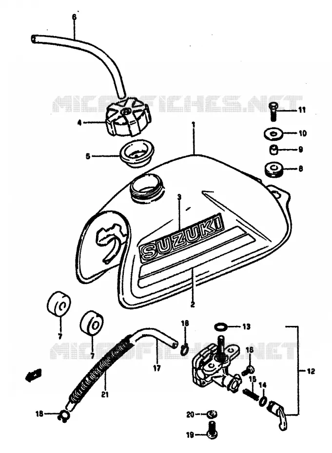 FUEL TANK (MODEL E) Suzuki QUAD 50 MINIQUAD-SPORT 1987  LT50H(E/F/G/H/J/K)