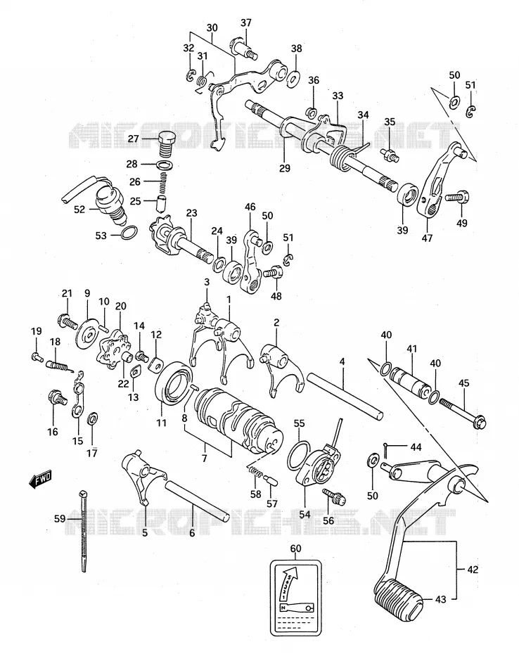 GEAR SHIFTING ASSY Suzuki QUAD 300 KINGQUAD 1993  LT-F4WDXP(E28)