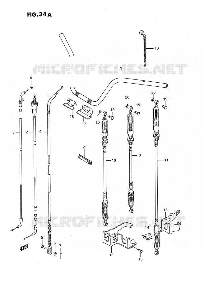 HANDLEBAR - CABLE (MODEL L/M/N/P/R/S/T) Suzuki QUAD 250 OZARK 1989  LT-F250K(E3)