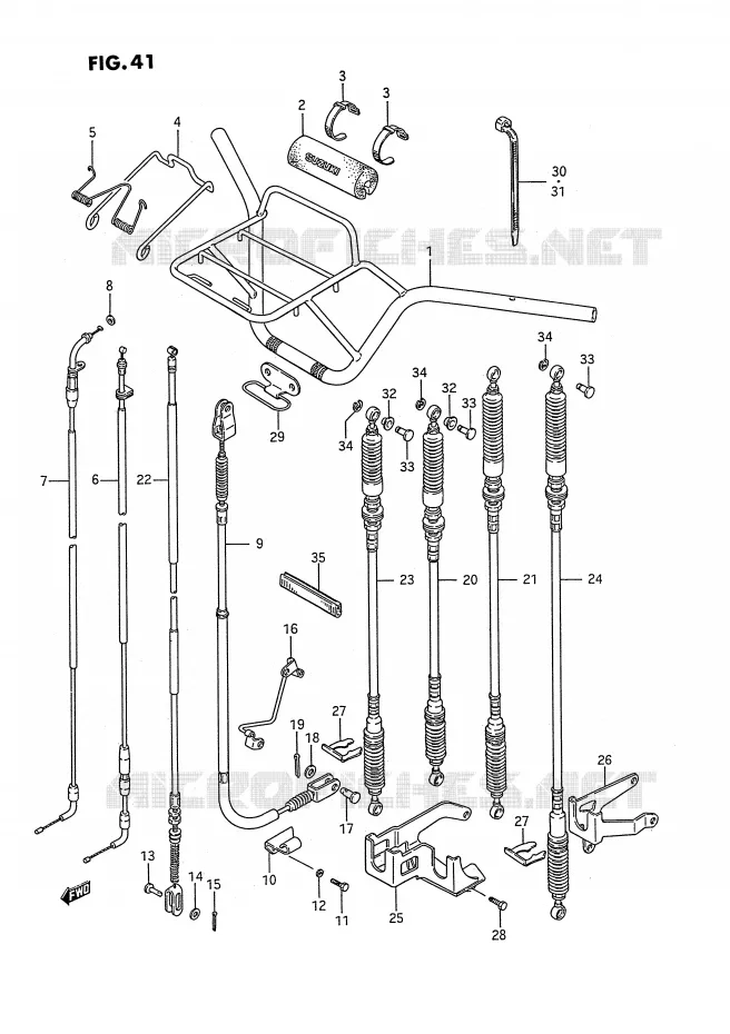 HANDLEBAR - CABLES (MODEL H) Suzuki QUAD 250 KINGQUAD 1993  LT-F4WDP(E2)