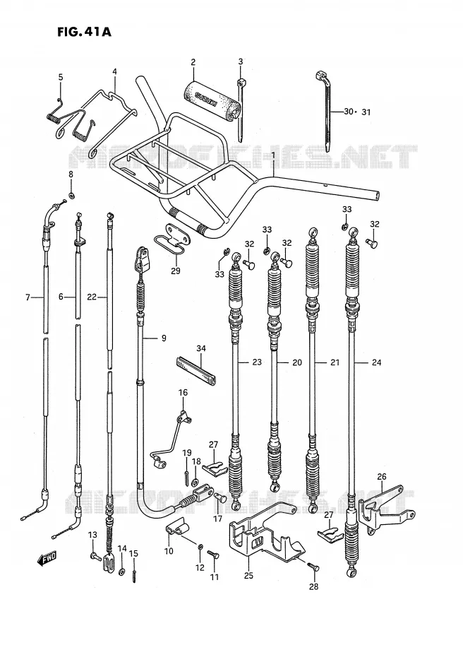 HANDLEBAR - CABLES (MODEL J/K) Suzuki QUAD 250 KINGQUAD 1987  LT-F4WDH(E2)