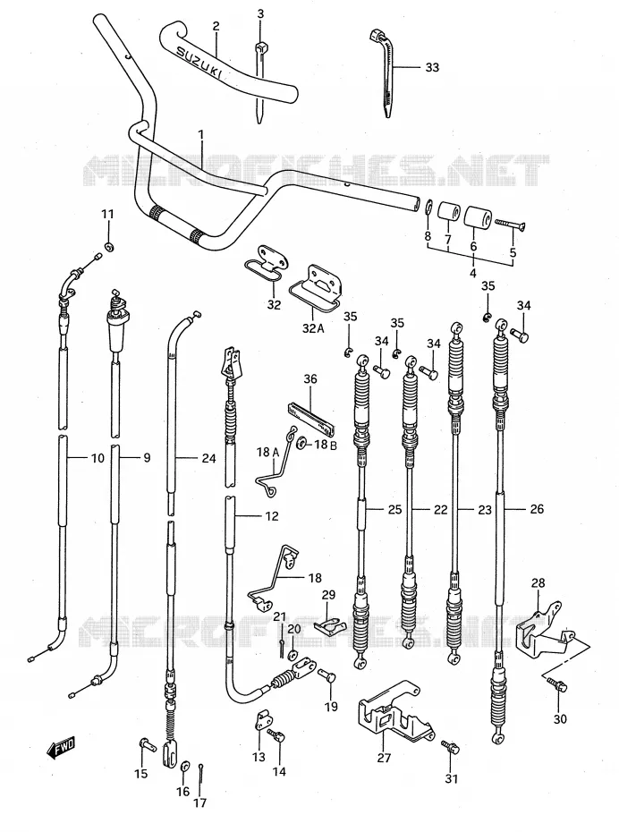 HANDLEBAR - CABLES Suzuki QUAD 300 KINGQUAD 1991  LT-F4WDXM(E28)