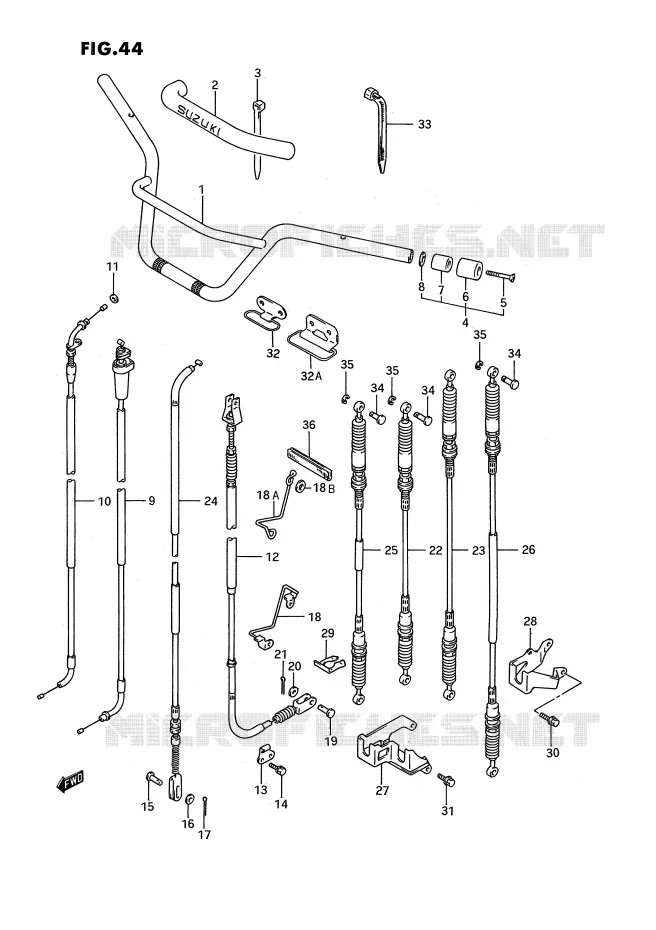 HANDLEBAR - CABLES Suzuki QUAD 300 KINGQUAD 1991  LT-F4WDXM(E3)