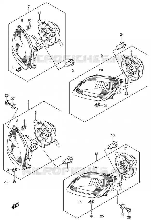 HEADLIGHT (MODEL K5 P24) Suzuki QUAD 400 EIGER 2004  LT-F400K4(P24)