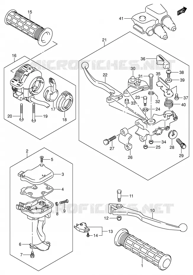 LEVERS - HANDGRIPS (MODEL K3) Suzuki QUAD 400 QUADSPORT 2003  LT-Z400K3(E3/E28)