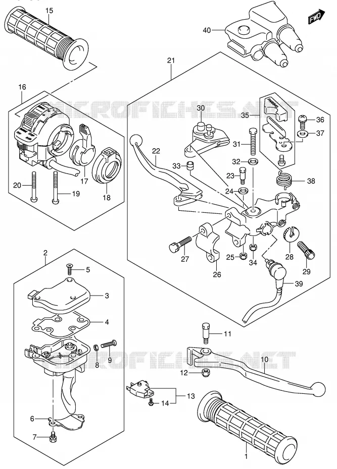 LEVERS - HANDGRIPS Suzuki QUAD 400 QUADSPORT 2004  LT-Z400K4(E19)