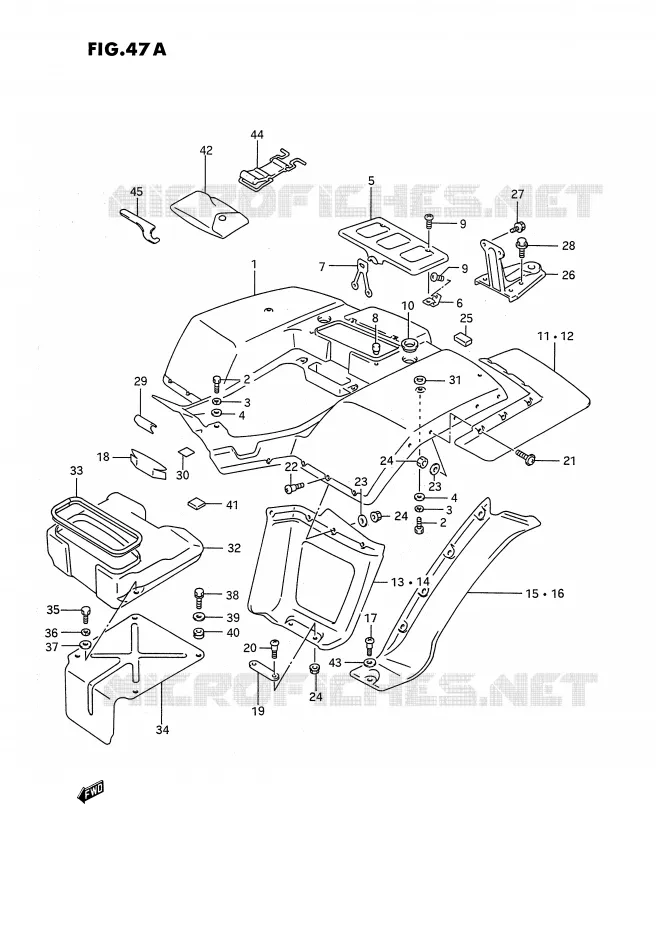 REAR FENDER (MODEL M/N/P/R/S) Suzuki QUAD 250 KINGQUAD 1989  LT-F4WDK(E2)
