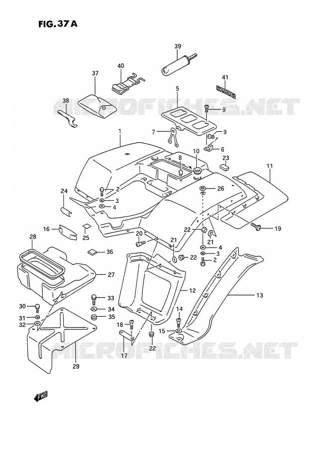 REAR FENDER (MODEL M/N/P/R/S/T) Suzuki QUAD 250 OZARK 1991  LT-F250M(E28)