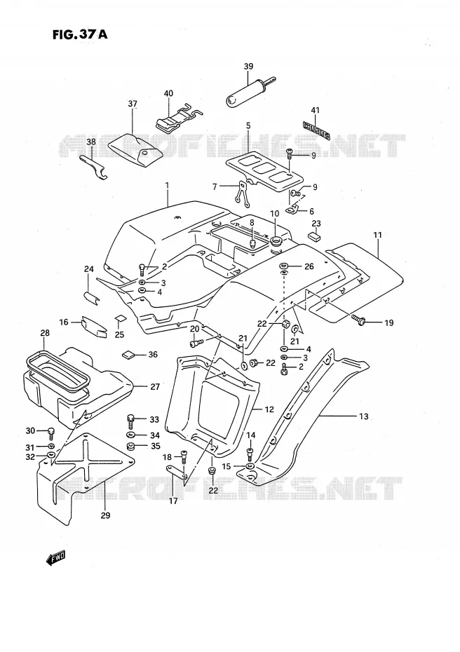 REAR FENDER (MODEL M/N/P/R/S/T) Suzuki QUAD 250 OZARK 1993  LT-F250P(E3)