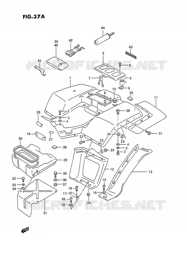 REAR FENDER (MODEL M/N/P/R/S/T) Suzuki QUAD 250 OZARK 1996  LT-F250T(E2)