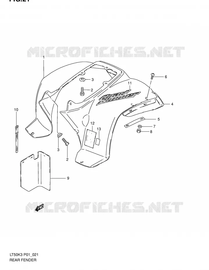 REAR FENDER Suzuki QUAD 50 MINIQUAD-SPORT 2004  LT50K4(P1)