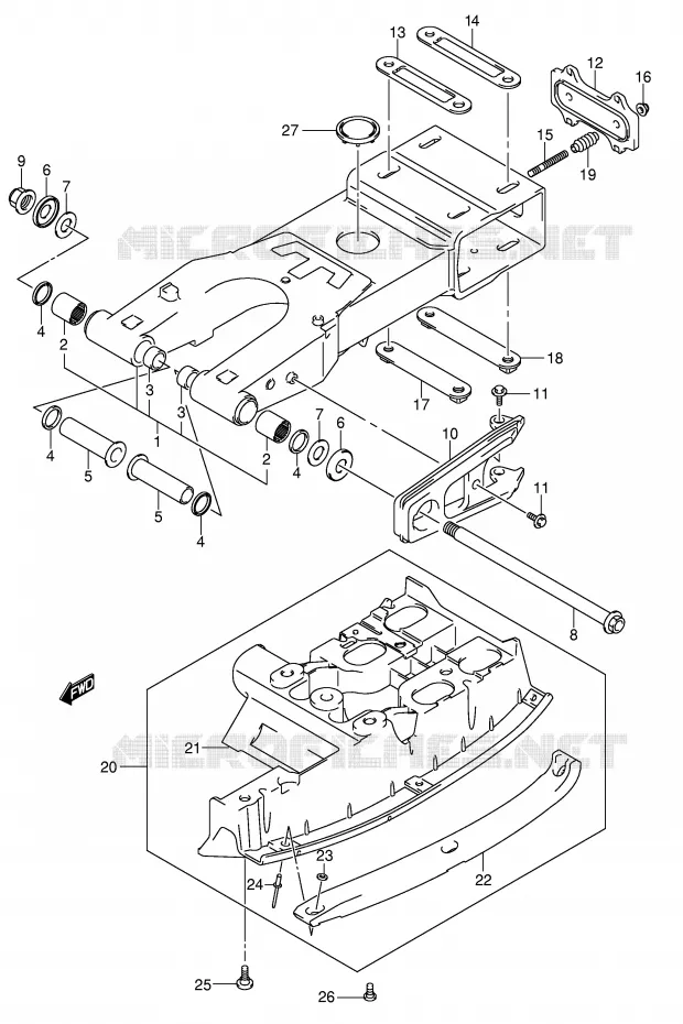 SWINGARM (MODEL K3 F.NO.32113658~) Suzuki QUAD 400 QUADSPORT 2007  LT-Z400K7(E3/E28)