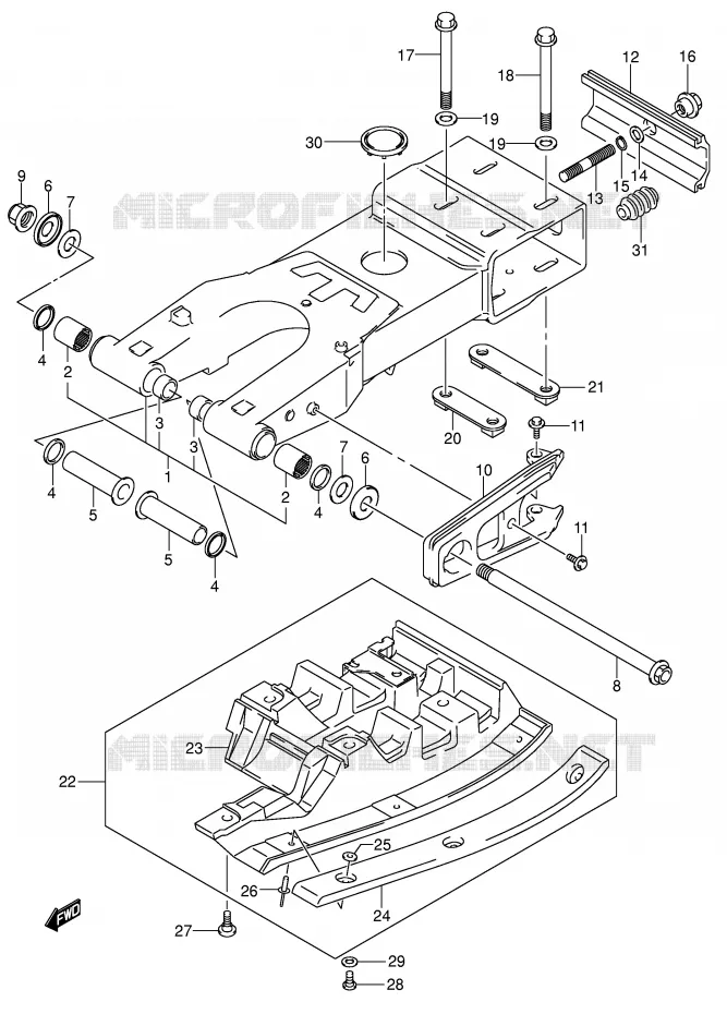 SWINGARM (MODEL K4/K5/K6/K7) Suzuki QUAD 400 QUADSPORT 2004  LT-Z400ZK4(E3/E28)