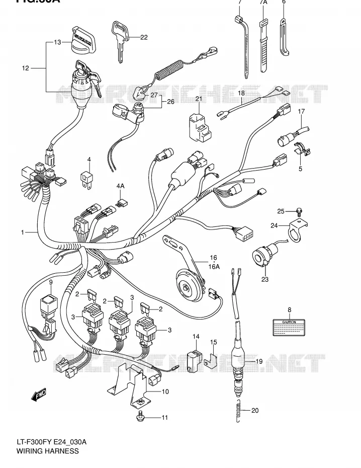 WIRING HARNESS (MODEL K1/K2/K4) Suzuki QUAD 300 KINGQUAD 2004  LT-F300FK4(E24)